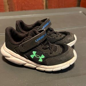 Under Armour Kids Black Sneakers with Green Logo